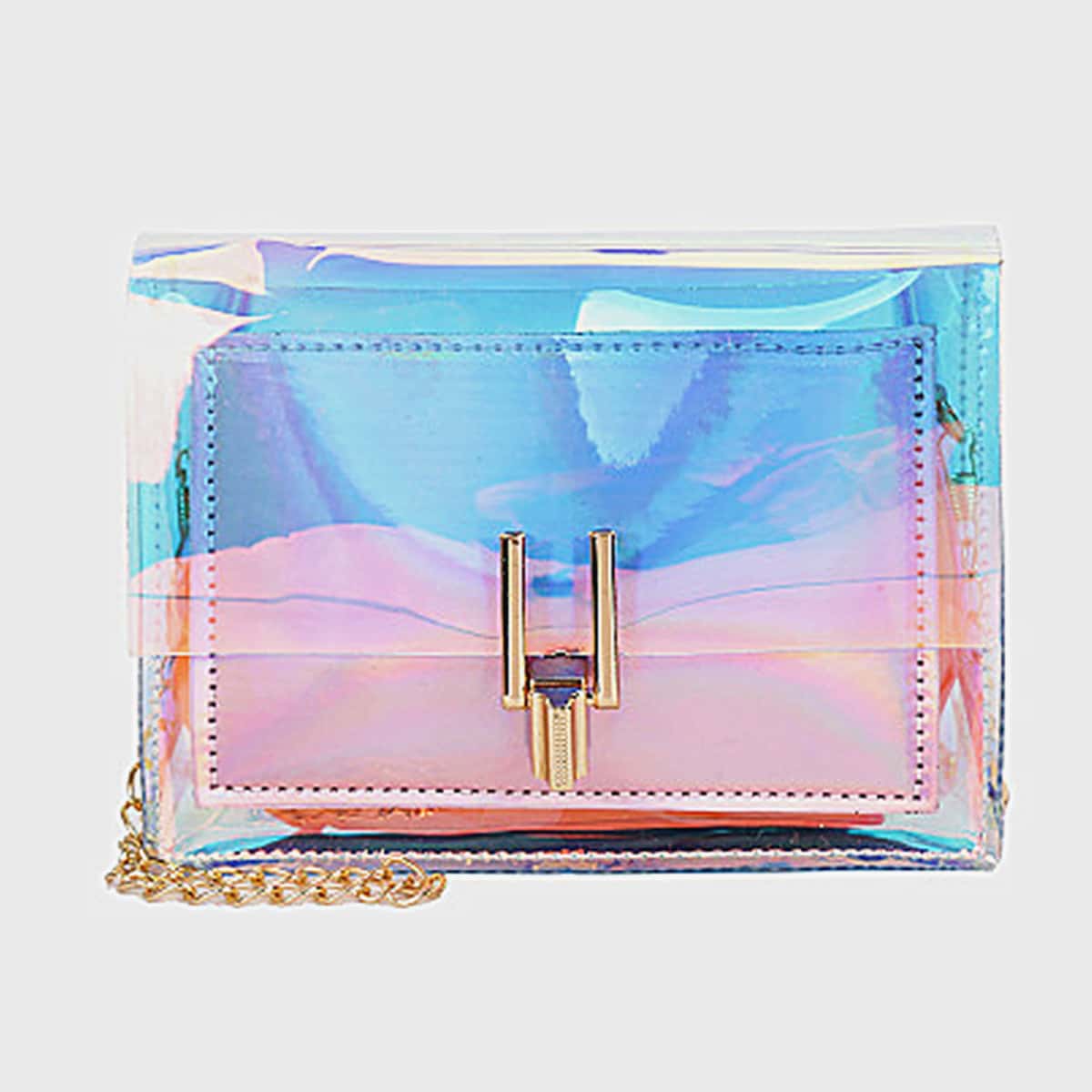 

Holographic Chain Crossbody Bag, Multicolor