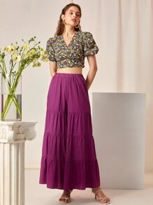 Mulvari Ditsy Floral Print Wrap Neck Blouse - Multicolor - View 3