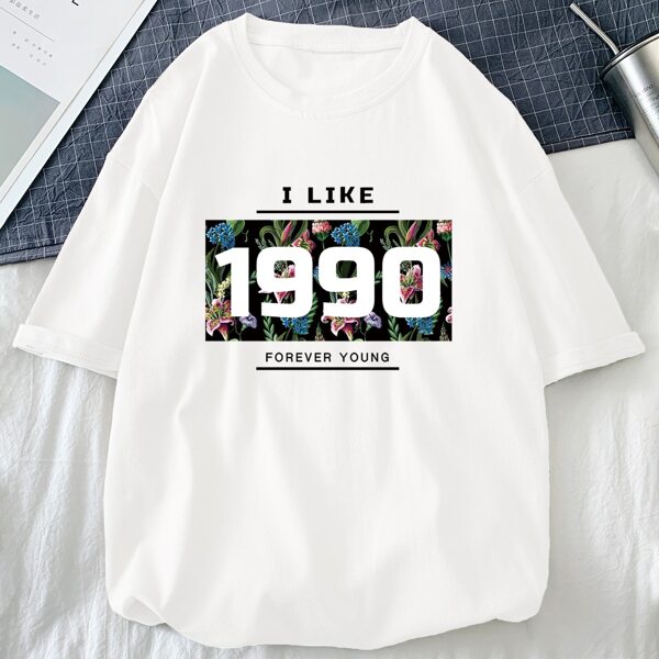 

Men Floral And Letter Graphic Tee, White