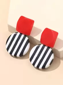 1 par Pendientes grandes de aro de estilo bohemio de resina de moda, joya de fiesta como regalo para niñas - Multicolor - Ver 2