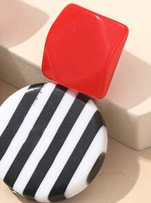 1 par Pendientes grandes de aro de estilo bohemio de resina de moda, joya de fiesta como regalo para niñas - Multicolor - Ver 3