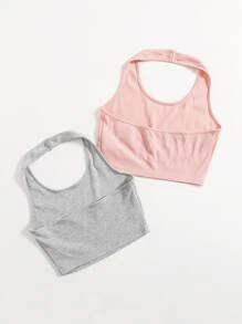 SHEIN EZwear 2 件装女式纯色吊带上衣 - 彩色 - 查看 2