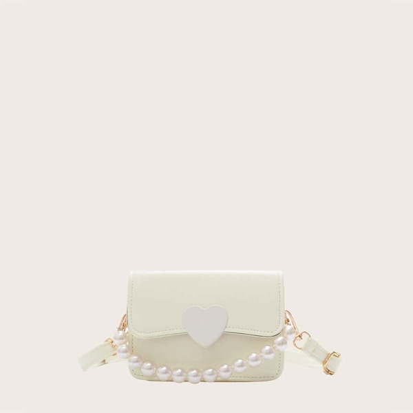 

Girls Faux Pearl Handle Satchel Bag, Beige