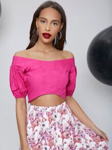 SHEIN 素色露肩上衣