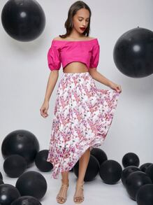 SHEIN 素色露肩上衣