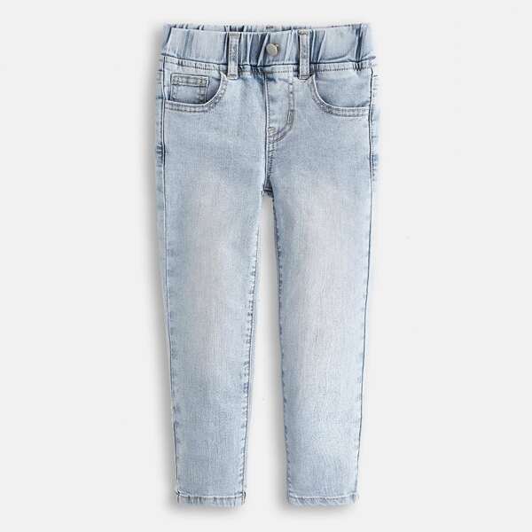 

Toddler Girls Slant Pocket Elastic Waist Tapered Jeans, Light wash