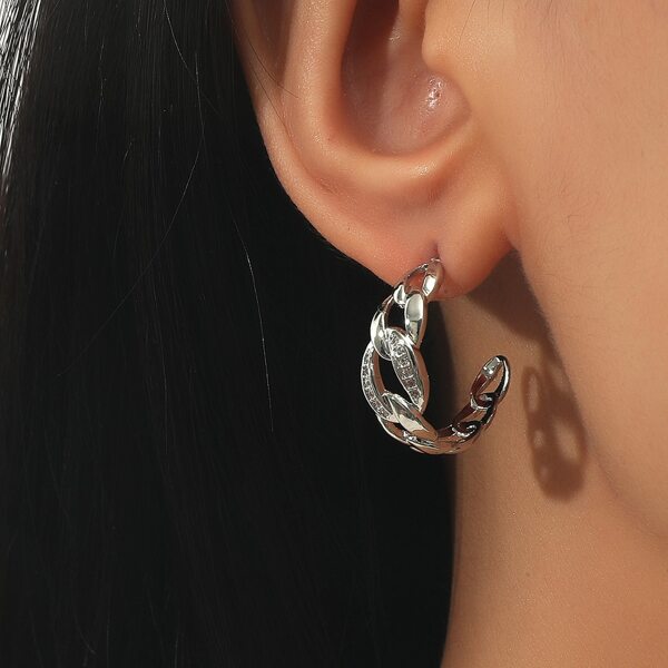 

Hollow Out Hoop Earrings, Silver