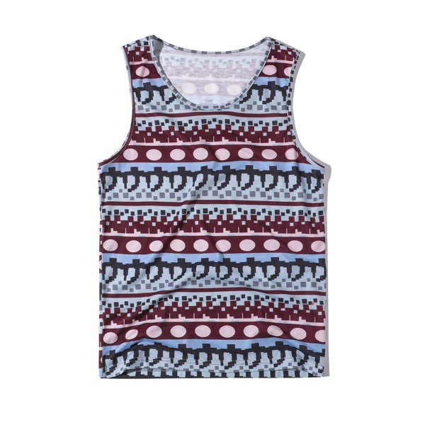 

Men Geometric Print Tank Top, Red