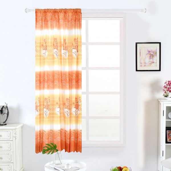 

Flower Print Single Panel Curtain, Orange