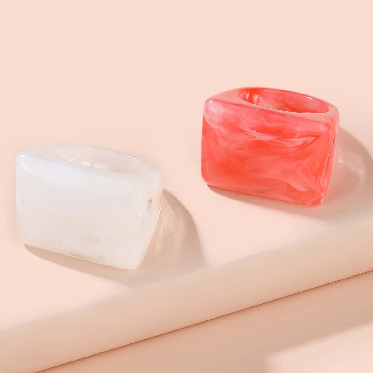 

2pcs Plain Geo Ring, Multicolor