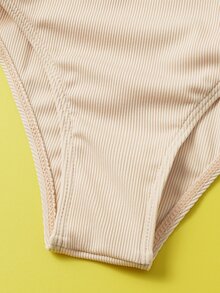 Tween Girl Solid Tie Side Bikini Set Summer Beach - Baby Pink - View 4