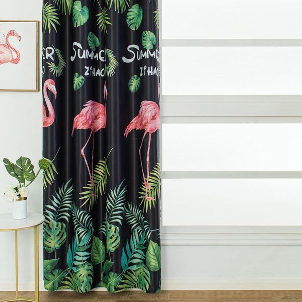 

Flamingo Print Single Panel Blackout Curtain, Multicolor