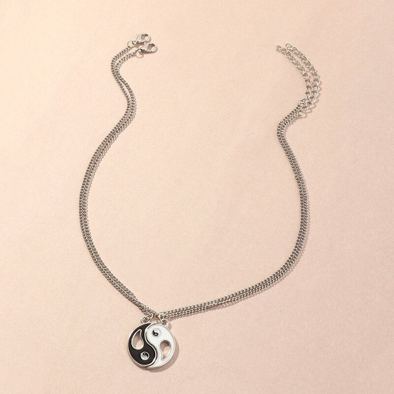 

2pcs Yin & Yang Pendant Necklace, Silver