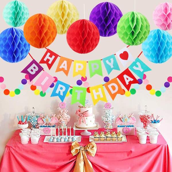 

24pcs Birthday Balloon & Flag Set, Multicolor