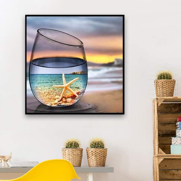 

Beach Print DIY Diamond Unframed Painting, Multicolor