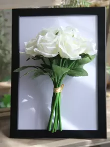 9 nhánh hoa hồng nhân tạo - trắng - Xem 1