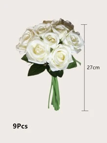 9 nhánh hoa hồng nhân tạo - trắng - Xem 2