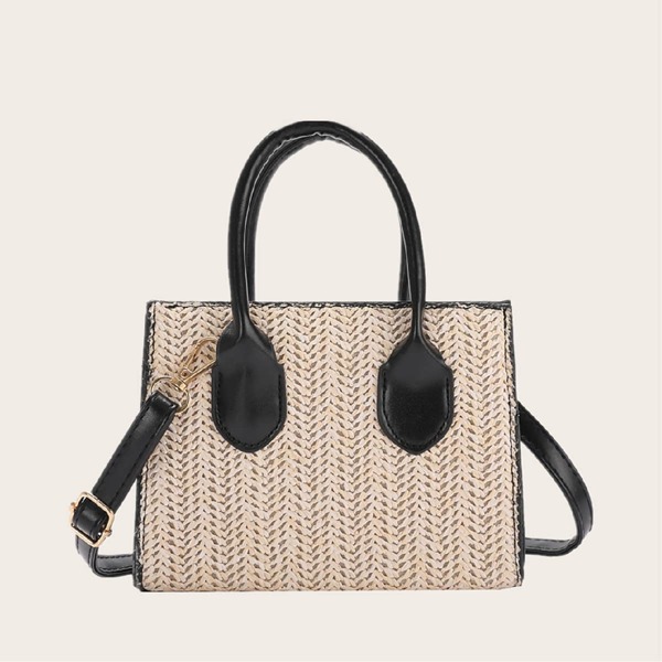

Minimalist Straw Bag, Beige