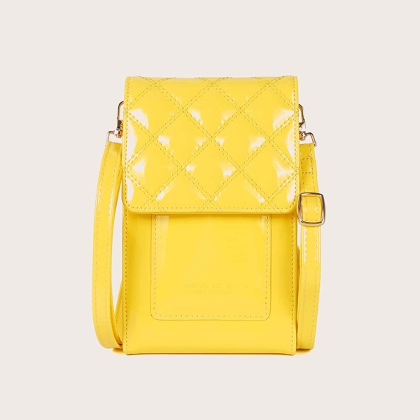 

Quilted Flap Crossbody Bag, Yellow