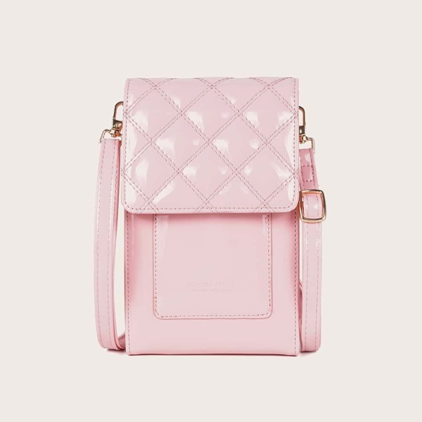 

Quilted Flap Crossbody Bag, Baby pink