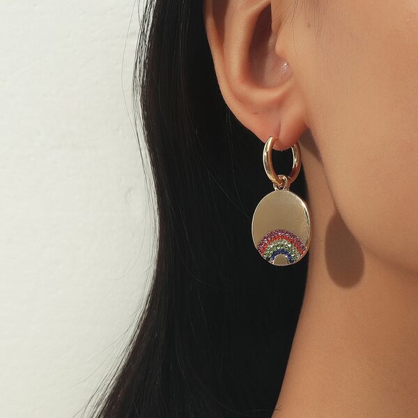 

Rhinestone Decor Drop Earrings, Gold