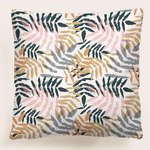 

Leaf Print Cushion Cover Without Filler, Multicolor