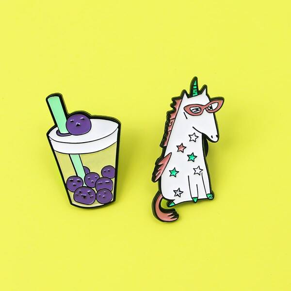 

2pcs Kids Unicorn Brooch, Multicolor