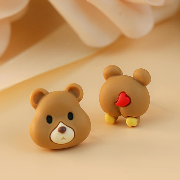 

Bear Decor Stud Earrings, Coffee brown