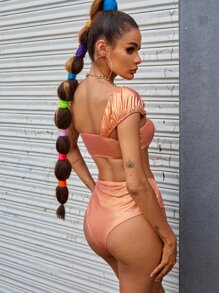 Bralette Metalizado Con Lazo En El Frente - Rosa - Ver 2