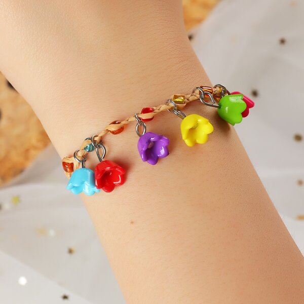 

Flower Charm Bracelet, Multicolor