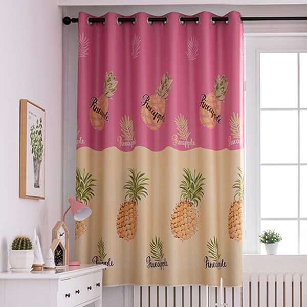 

Kids Pineapple Print Single Panel Curtain, Pink