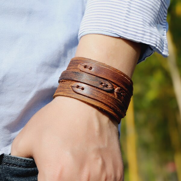 

Men Wide Bracelet, Brown