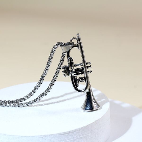 

Men Musical Instrument Charm Necklace, Antique silver