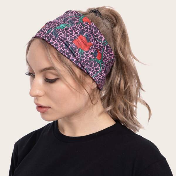 

Flower & Leopard Print Hair Band, Multicolor