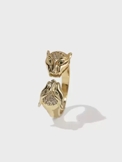 Cubic Zirconia Decor Cuff Ring
