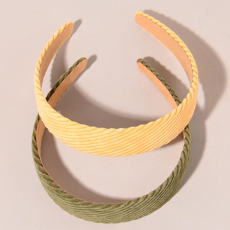 

2pcs Plain Wide Headband, Multicolor