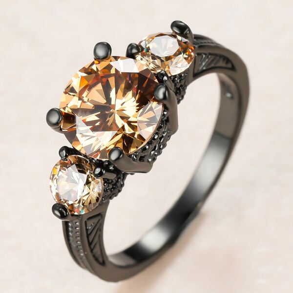 

Rhinestone Decor Ring, Gun black
