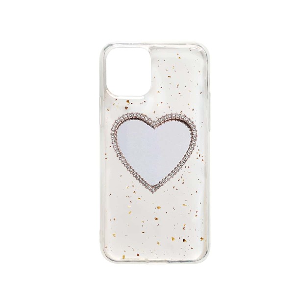 

Rhinestone Decor Heart Mirror Clear Phone Case