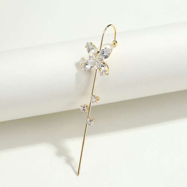 

1pc Zircon Decor Earring, Gold