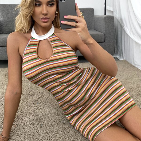 

Striped Tie Back Bodycon Dress, Multicolor