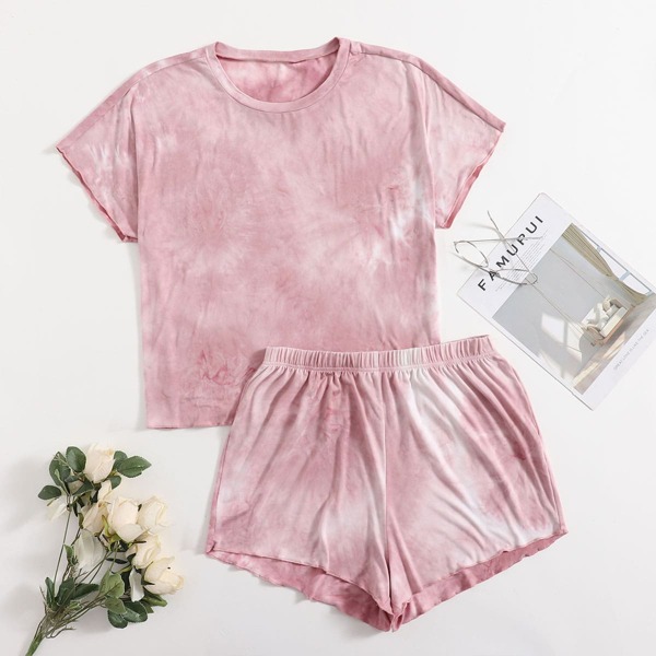 

Plus Tie Dye Pajama Set, Dusty pink