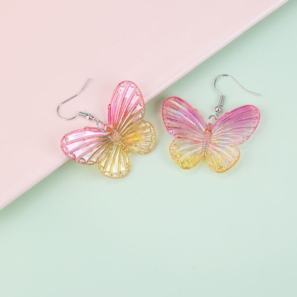 

Girls Butterfly Drop Earrings, Pink