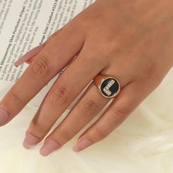 

Rhinestone Decor Ring, Gold