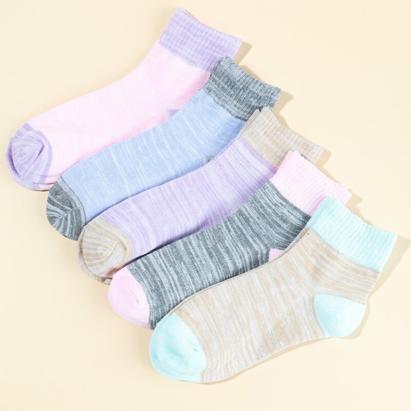 

5pairs Color Block Ankle Socks, Multicolor