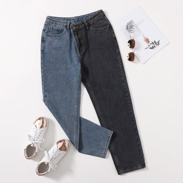 

Notch Waist Two Tone Jeans, Multicolor