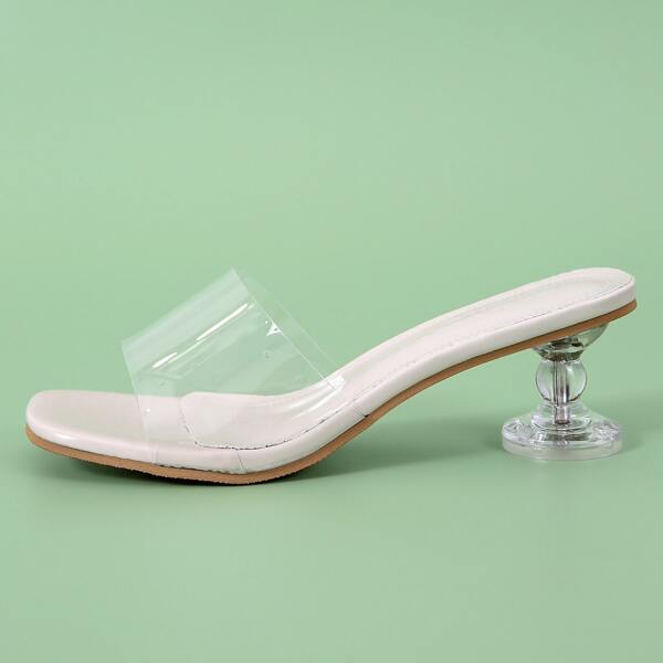 

Clear Sculptural Heeled Mules, White
