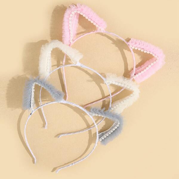 

3pcs Cat Ear Decor Hair Hoop, Multicolor