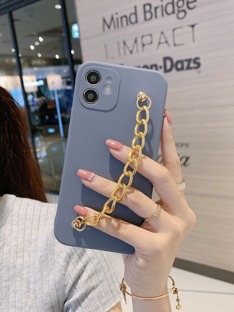 Chain Hand Strap Phone Case - Blue - View 1