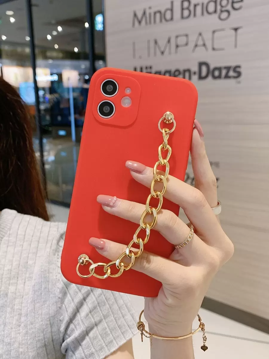 Chain Hand Strap Phone Case - Red - View 1