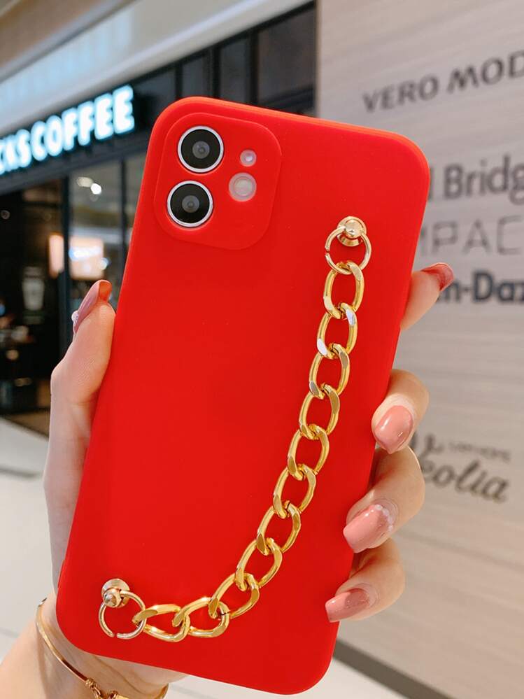 Chain Hand Strap Phone Case - Red - View 2